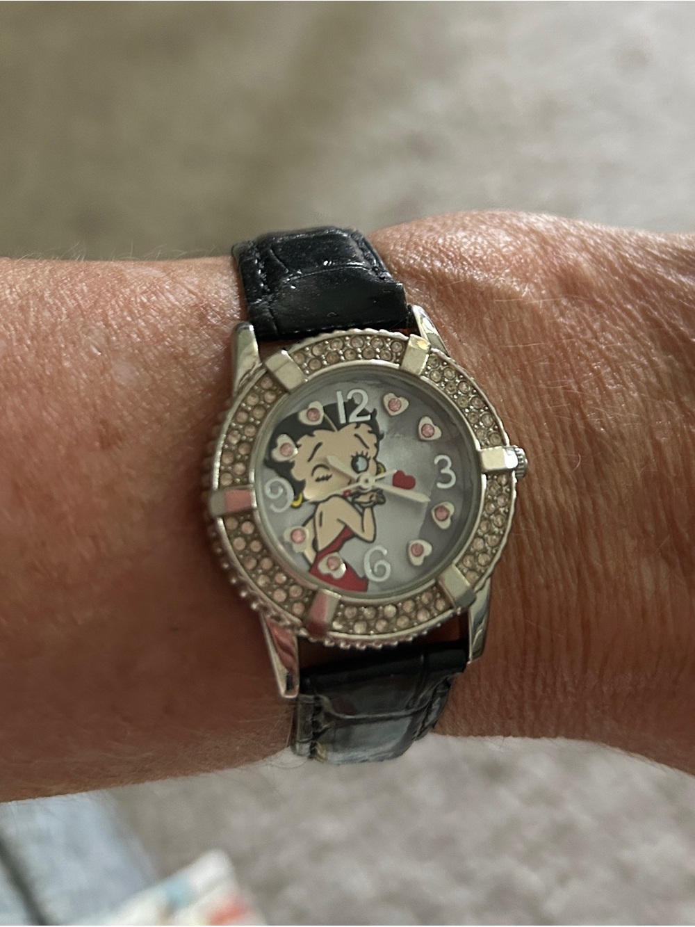 Vintage Blowing Kisses Betty Boop faux leather watch